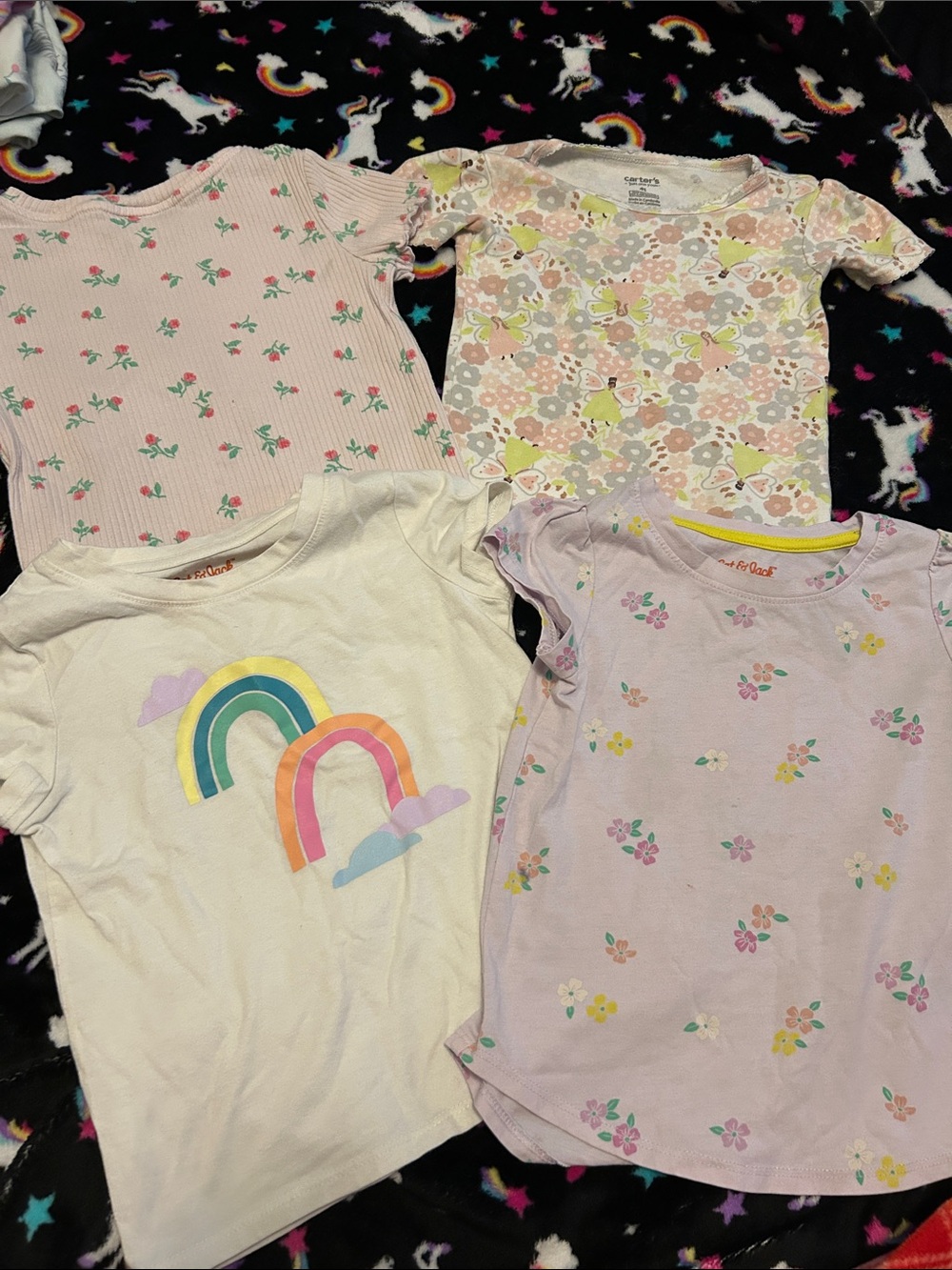 Cat & Jack Girls Short Sleeve Tees - Pink, Purple, White, Cream